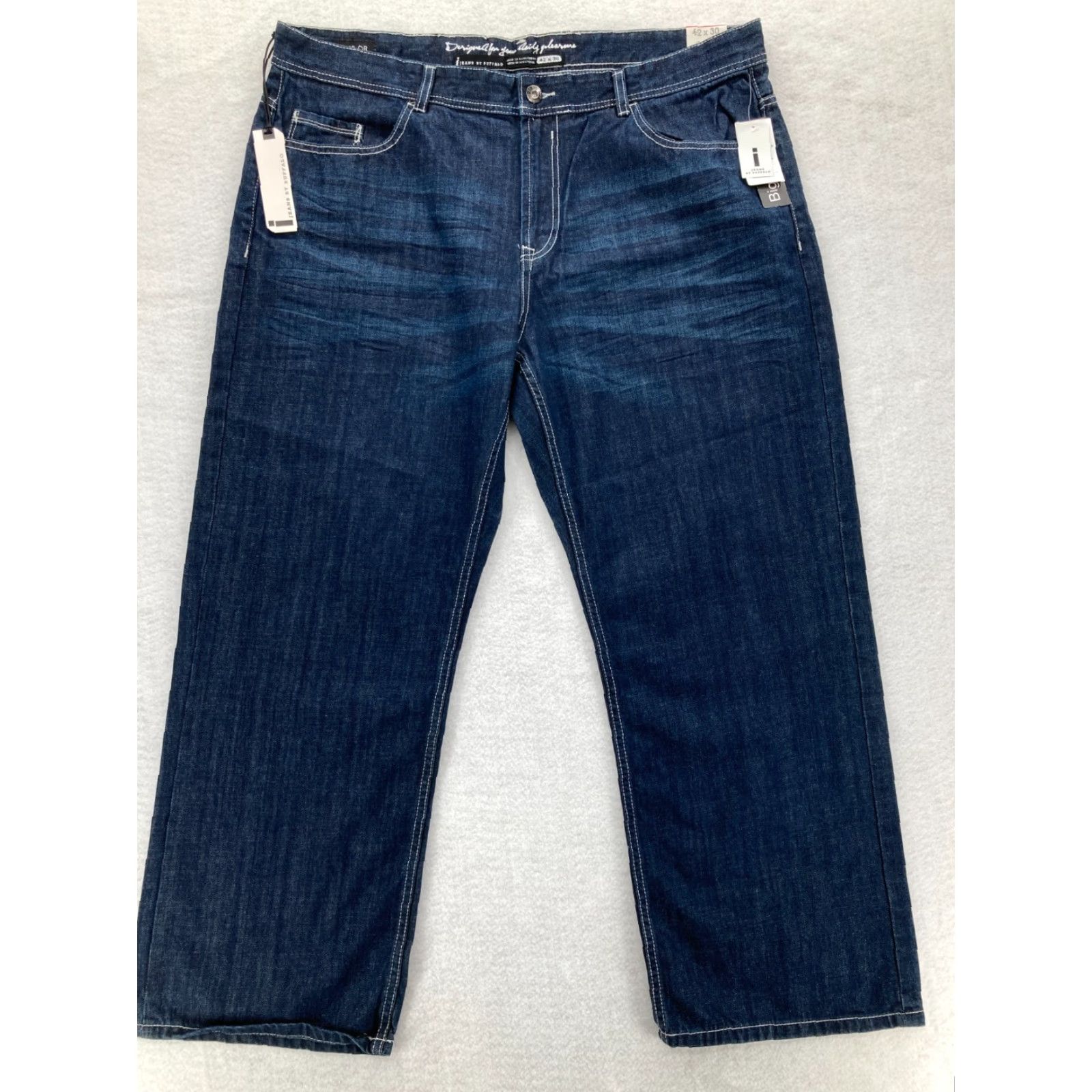 Vintage Buffalo Jeans Jeans Mens 42x30 Taylor Easy Straight Dark Wash Blue Denim Baggy 5-Pocket Design Jeans Relaxed Regular Men Mens Jeans Size US 42 / EU 58 - 2 Thumbnail