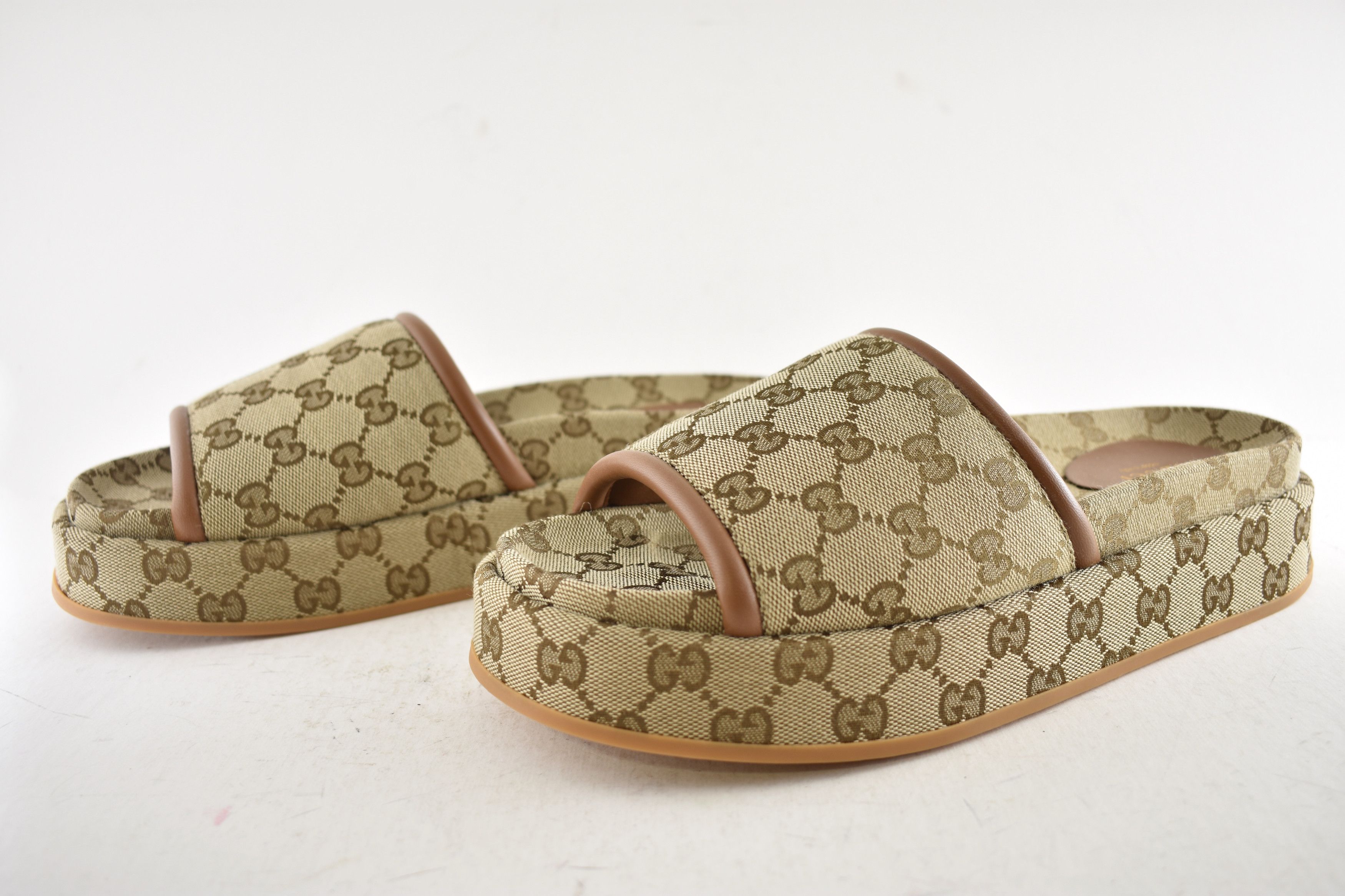 Gucci Gucci Brown GG Monogram Logo Flat Slide Platform Sandal 40.5 Size US 10.5 / IT 40.5 - 16 Thumbnail