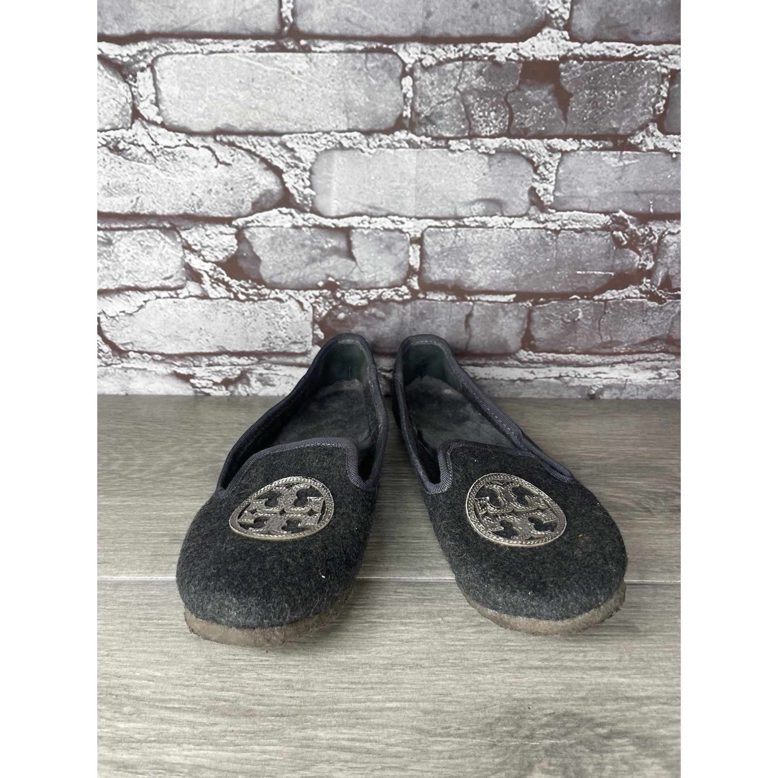 Tory Burch Tory Burch Billy Charcoal Gray Wool Logo Lamb Fur Slipper Fl Size US 6 / IT 36 - 6 Thumbnail