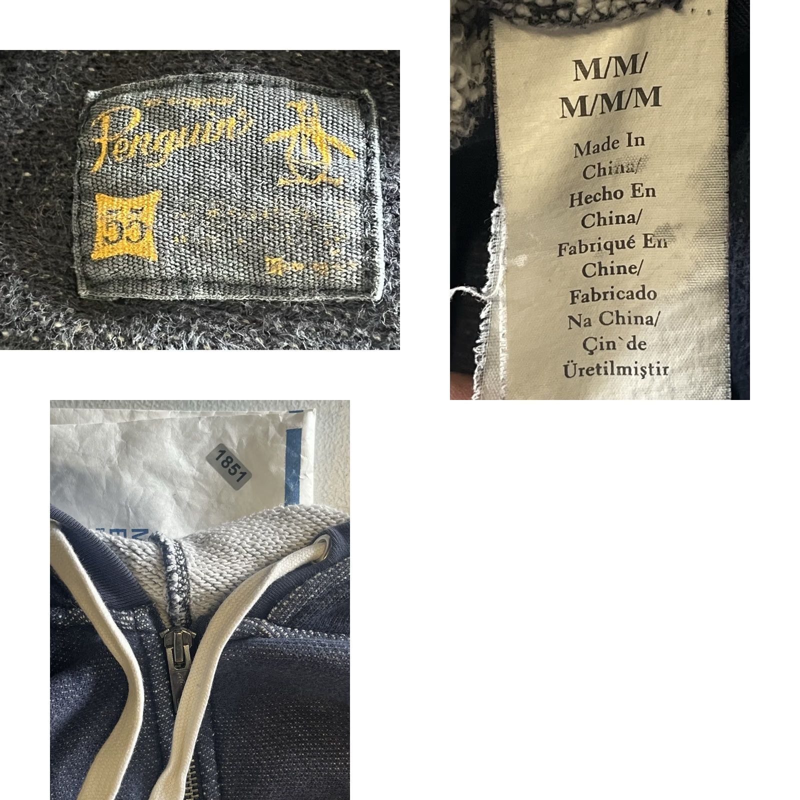 Vintage Penguin Mens Hoodie Sweater Size Medium Blue Cotton Zip Up Size US M / EU 48-50 / 2 - 9 Thumbnail