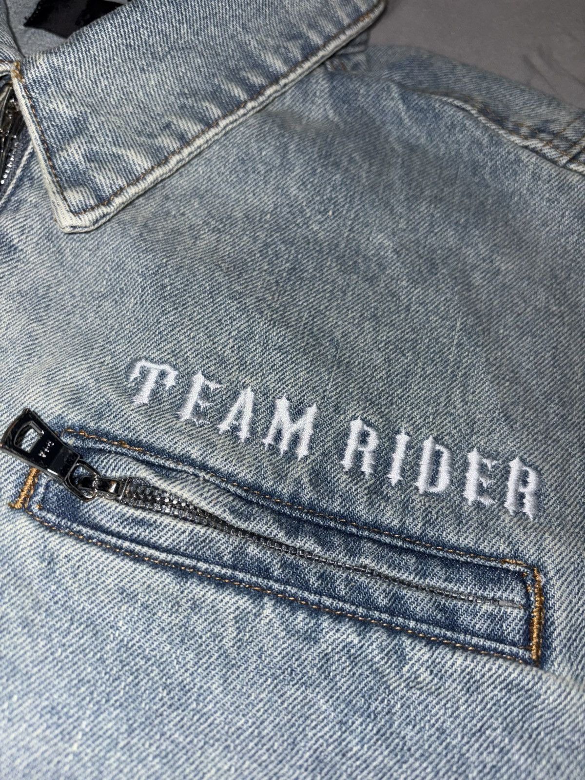 Rta RTA NEW Denim Zip up Jean Jacket Embroidery logo skull cross Size US M / EU 48-50 / 2 - 7 Thumbnail