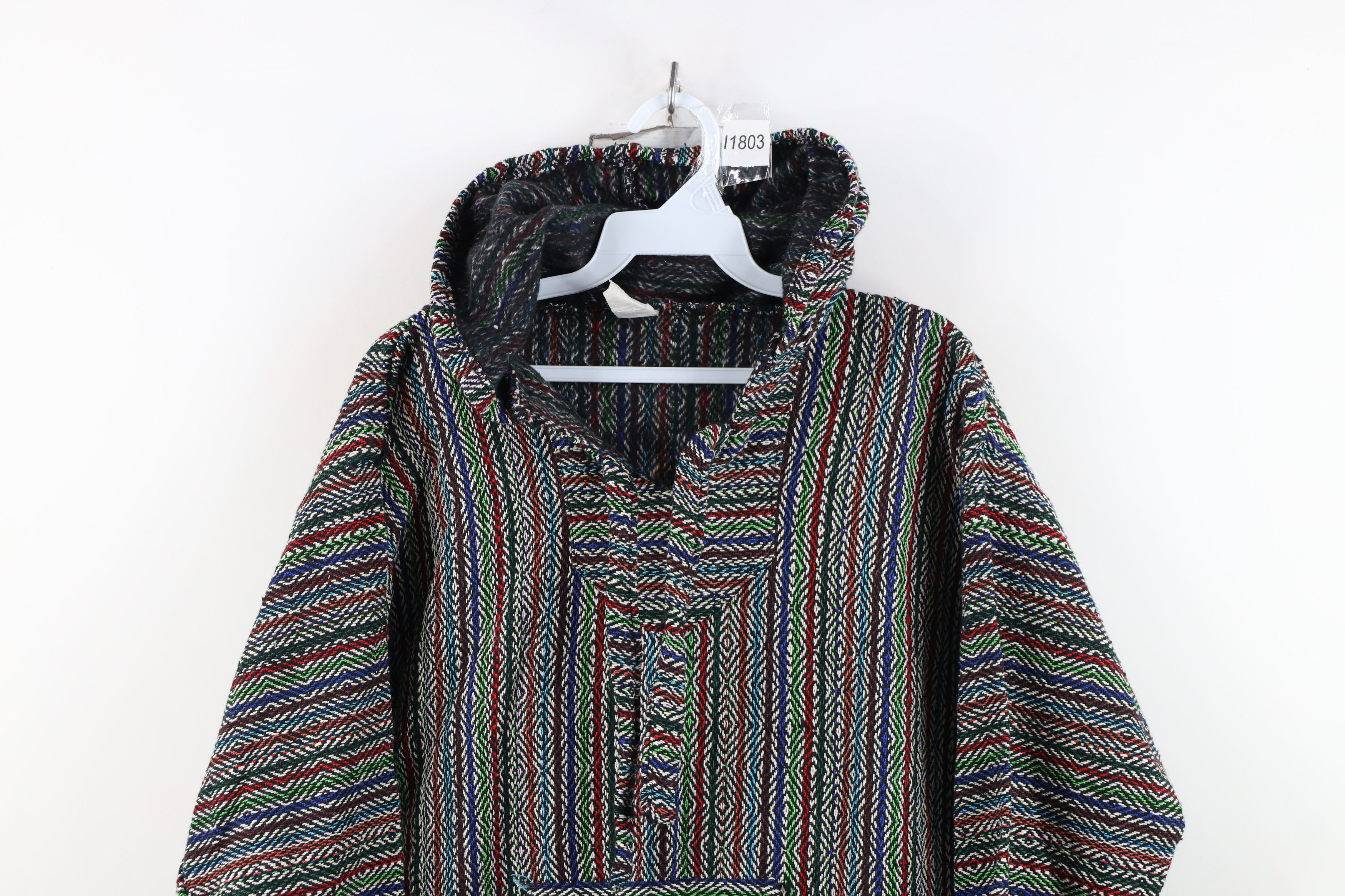 Vintage Vintage Y2K Streetwear Rainbow Striped Knit Drug Rug Hoodie Size US M / EU 48-50 / 2 - 2 Thumbnail