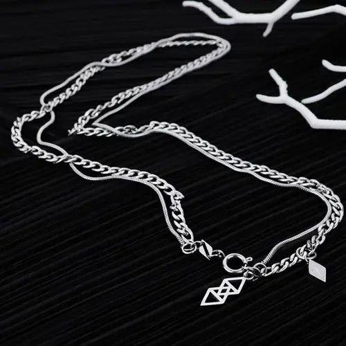 Jewelry Cross Chrome Chain Silver Goth God Vibe Necklace Size ONE SIZE - 3 Thumbnail