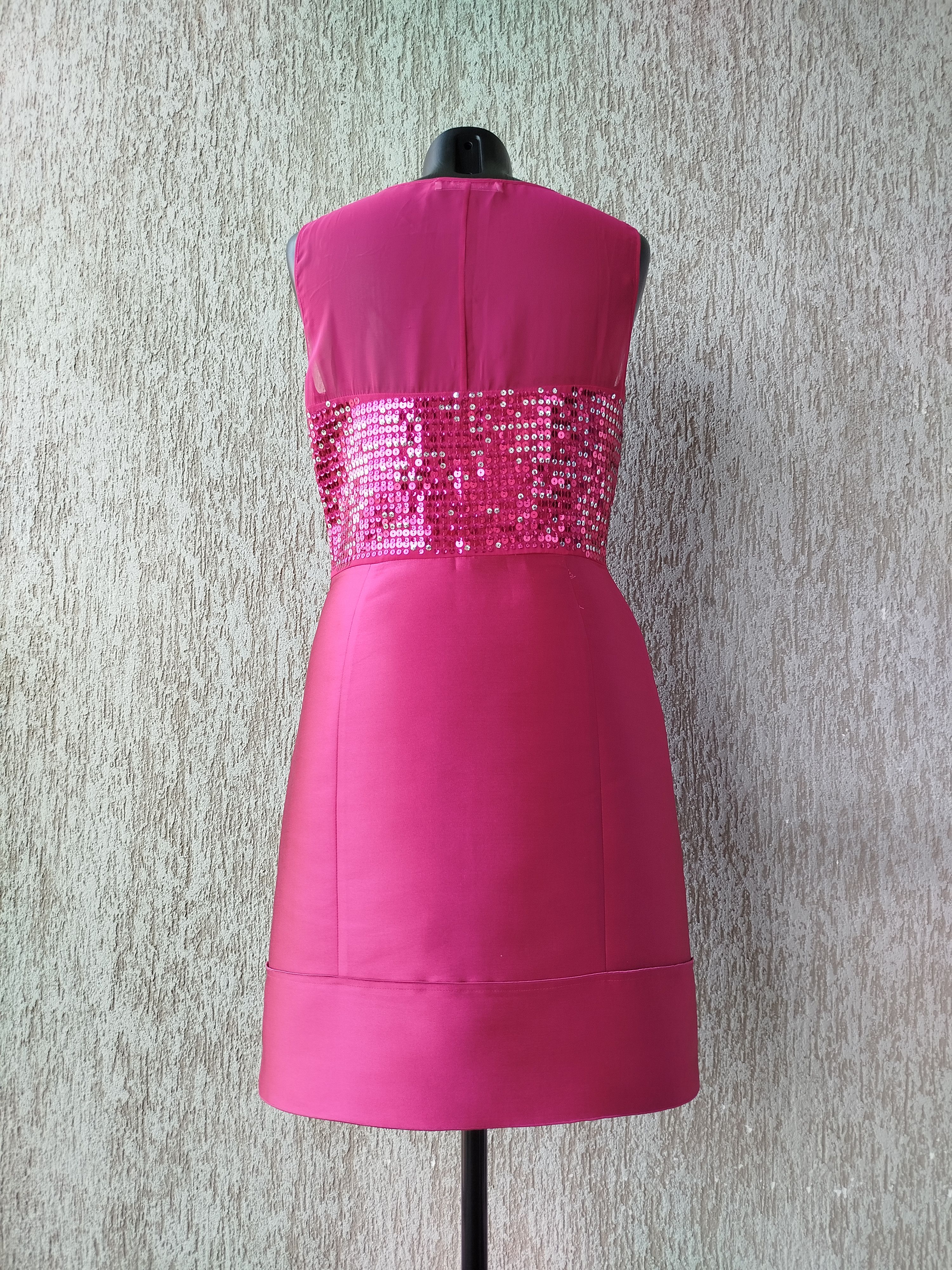 Blumarine Coctail Dress Fuchsia Sequins Brocade Vintage 00s Y2K Size M / US 6-8 / IT 42-44 - 6 Thumbnail