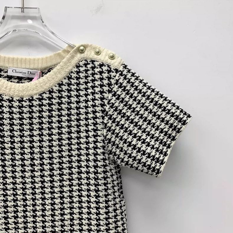 Dior Dior Color-blocked checkered cotton round-neck short-sleeve Size XS / US 0-2 / IT 36-38 - 3 Thumbnail