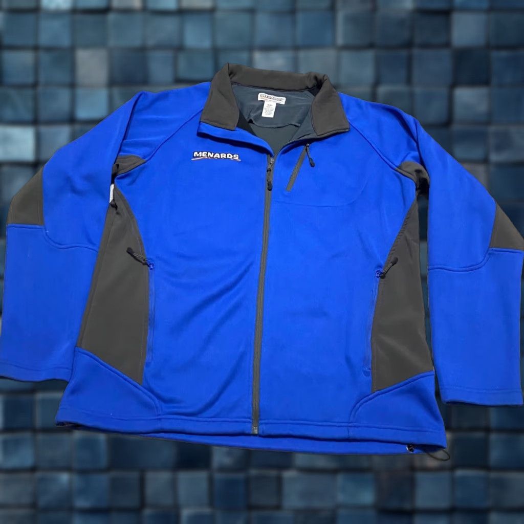 Vintage Menards Jacket Softshell LT Blue Full Zip Mens Big & Tall Size US L / EU 52-54 / 3 - 1 Thumbnail