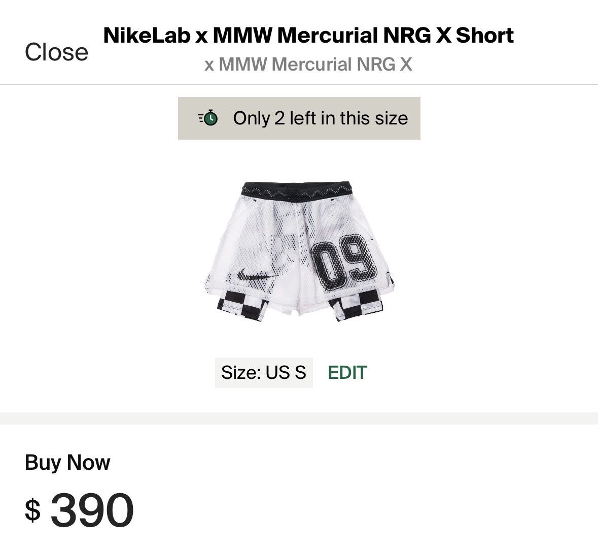 Nike × Off-White NikeLab x MMW Mercurial NRG x short Size US 30 / EU 46 - 10 Thumbnail