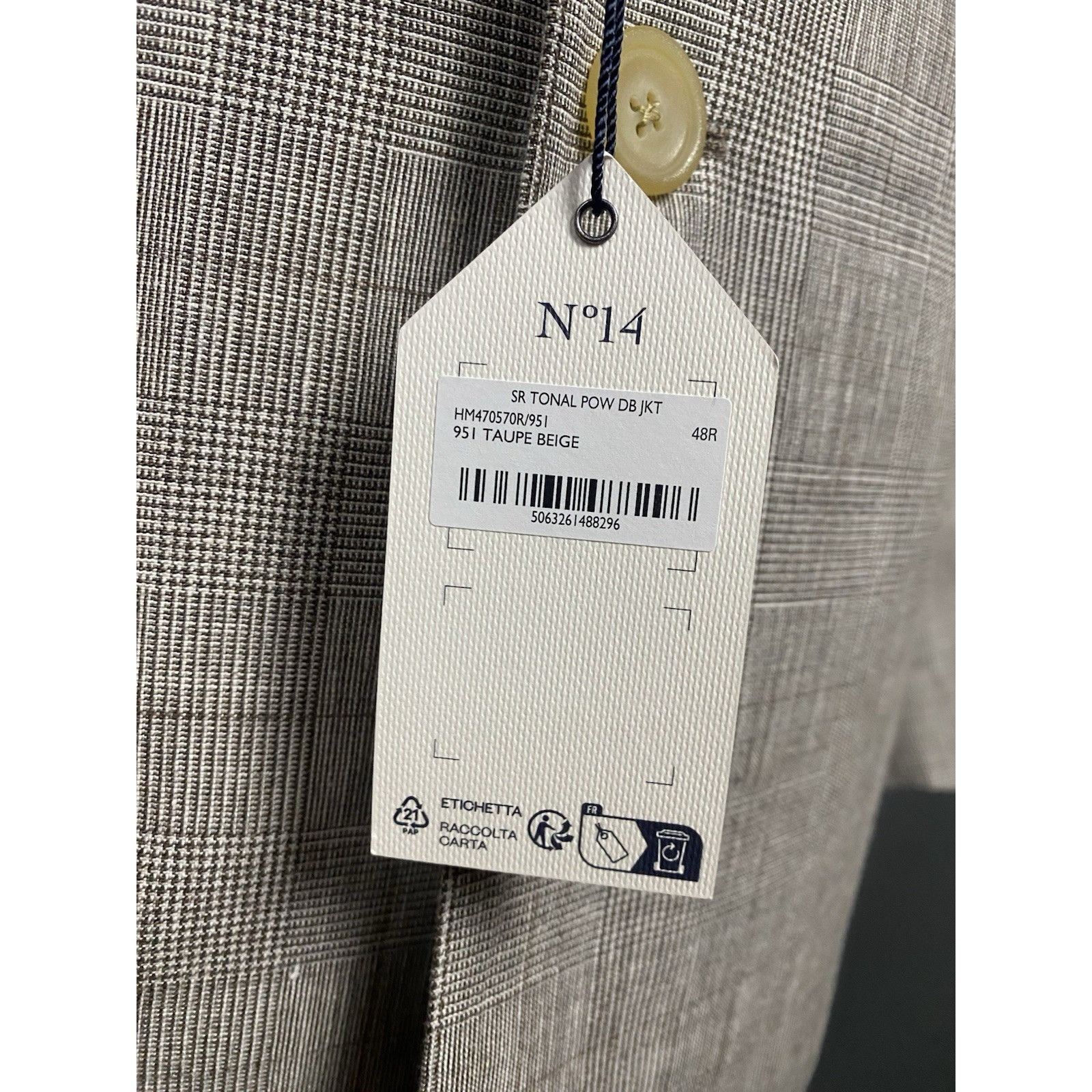 Hackett NWT GREAT Hackett Saville Row Gray Checked Linen Double Brea Size 48R - 11 Thumbnail