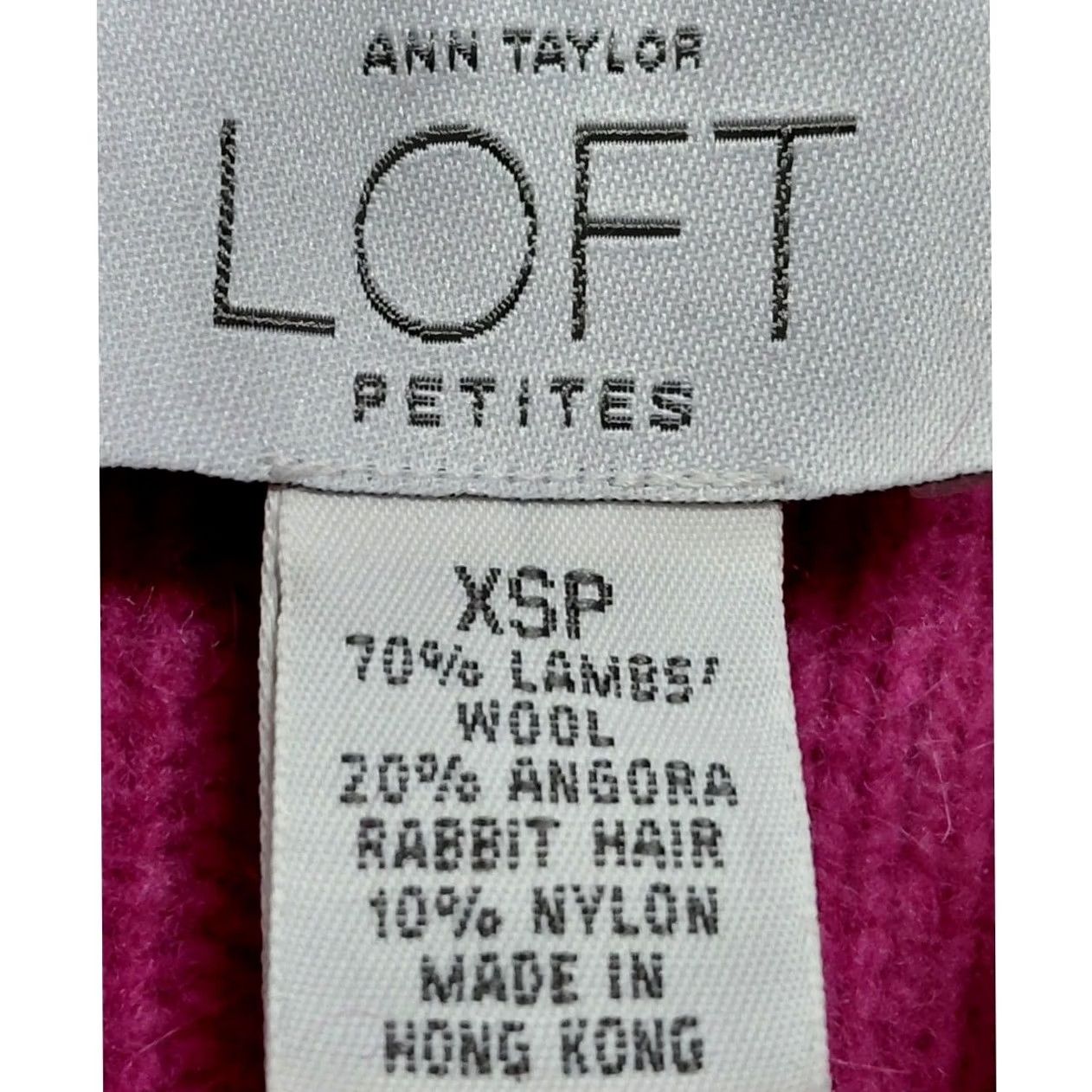Ann Taylor ANN TAYLOR LOFT PETITES Wool Blend Angora Sweater Pink Knit XS Turtleneck Long Sleeve Pullover Casual Workwear Women Size XS / US 0-2 / IT 36-38 - 3 Thumbnail