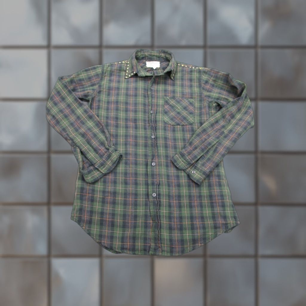 Vintage Current/Elliott Shirt Womens S Oversized Studded Punk Grunge Indie Y2K Skater Boho Green Size S / US 4 / IT 40 - 1 Thumbnail