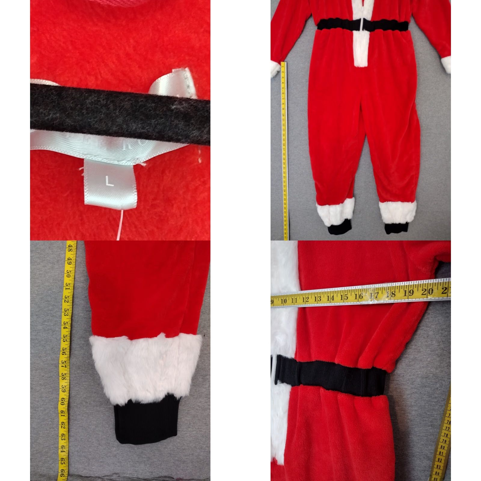 Vintage Alexander Del Rossa Unisex Fleece One Piece Santa Suit Pajamas Red L Size 42R - 9 Thumbnail