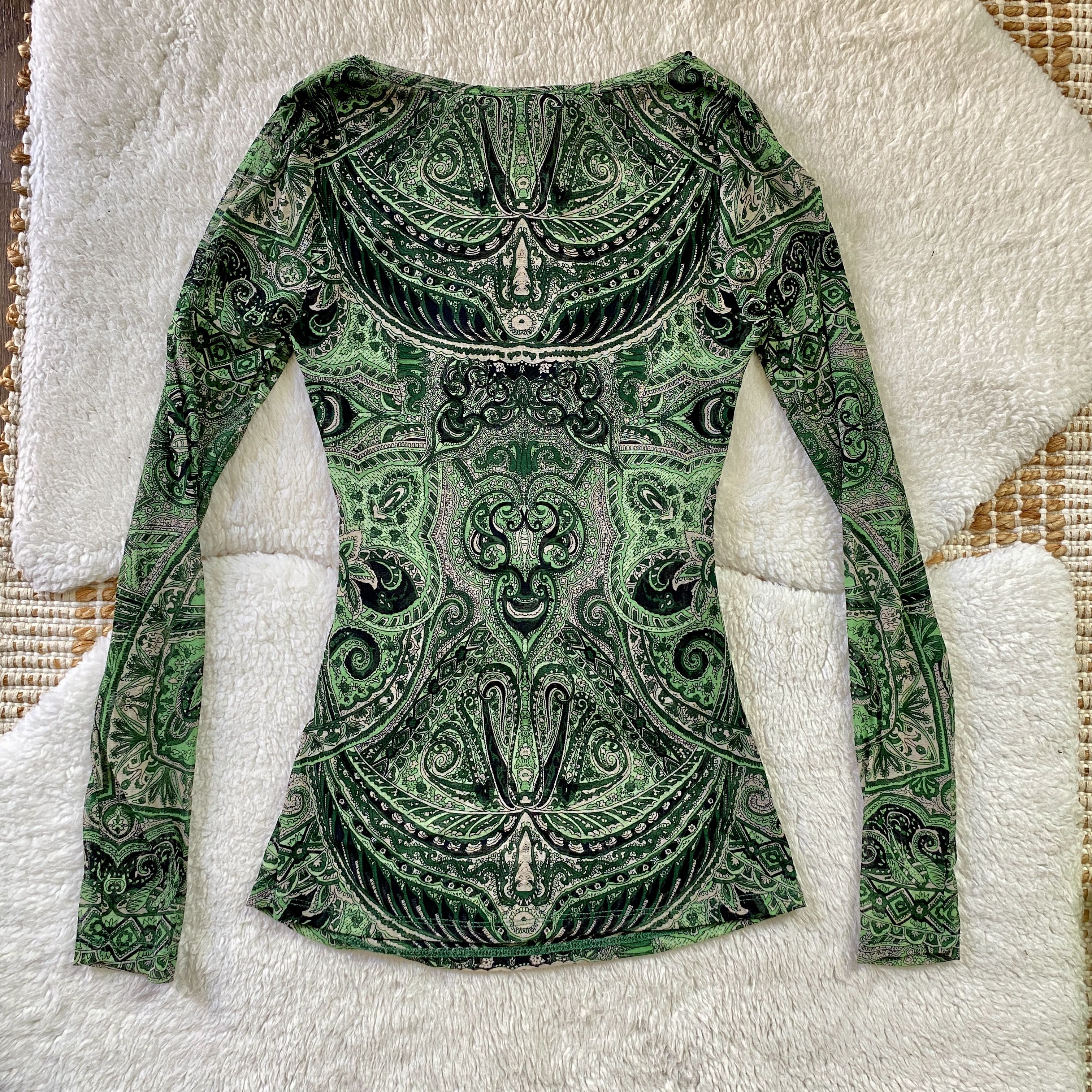 I.N.C INC International Concepts Sheer Green Paisley Beaded Top Size M / US 6-8 / IT 42-44 - 8 Thumbnail
