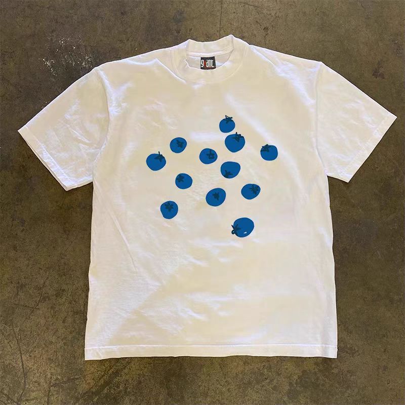 Japanese Brand × Vintage Blueberry pattern street washed retro loose t-shirt Size US L / EU 52-54 / 3 - 1 Thumbnail