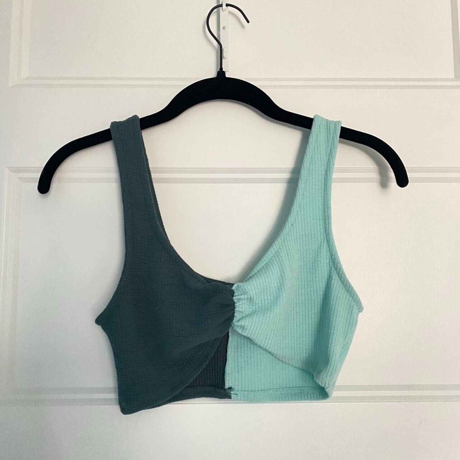 Other NWT Teal & Black Front Ruche Stretch Scoop Crop Bralette M Size M / US 6-8 / IT 42-44 - 7 Thumbnail