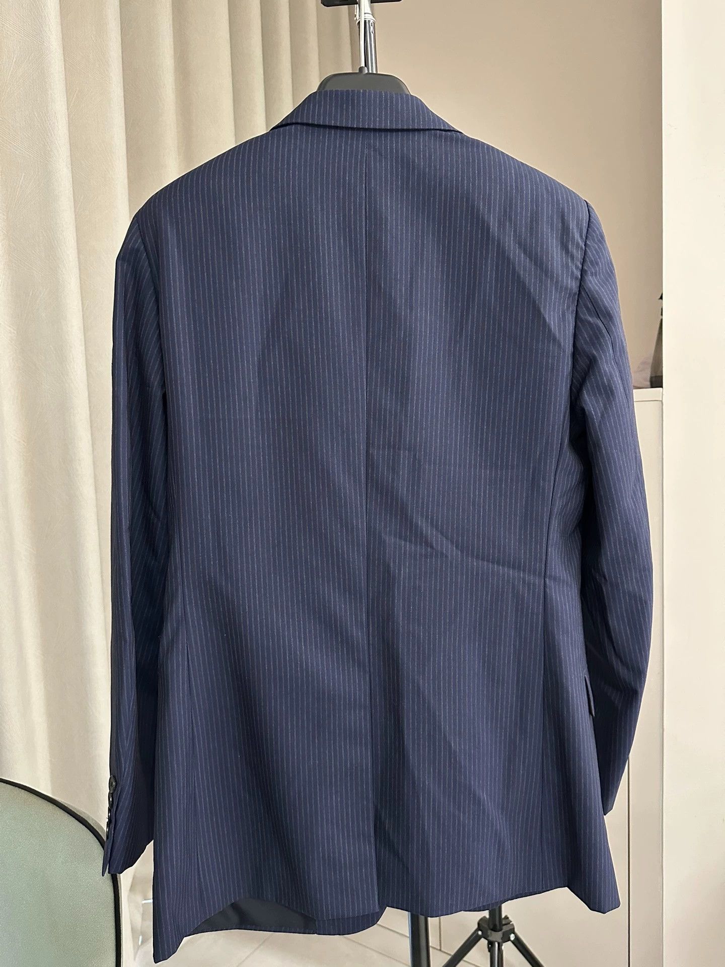 Saint Laurent Paris Saint Laurent Paris Double-breasted Striped Navy Blue Suit Size 48R - 2 Thumbnail