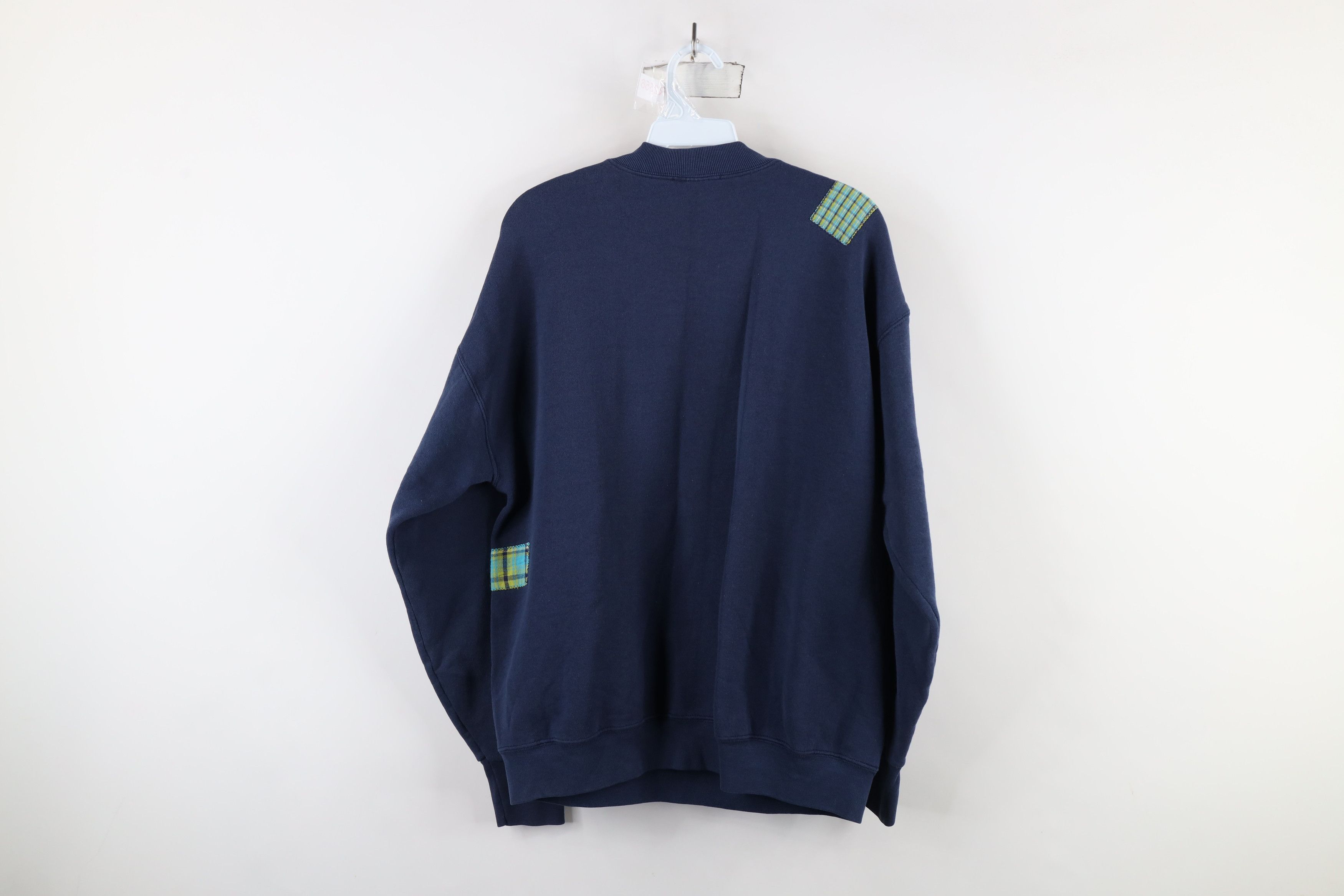 Vintage Vintage 90s Streetwear Patchwork Jean Pocket Sweatshirt Size L / US 10 / IT 46 - 12 Thumbnail