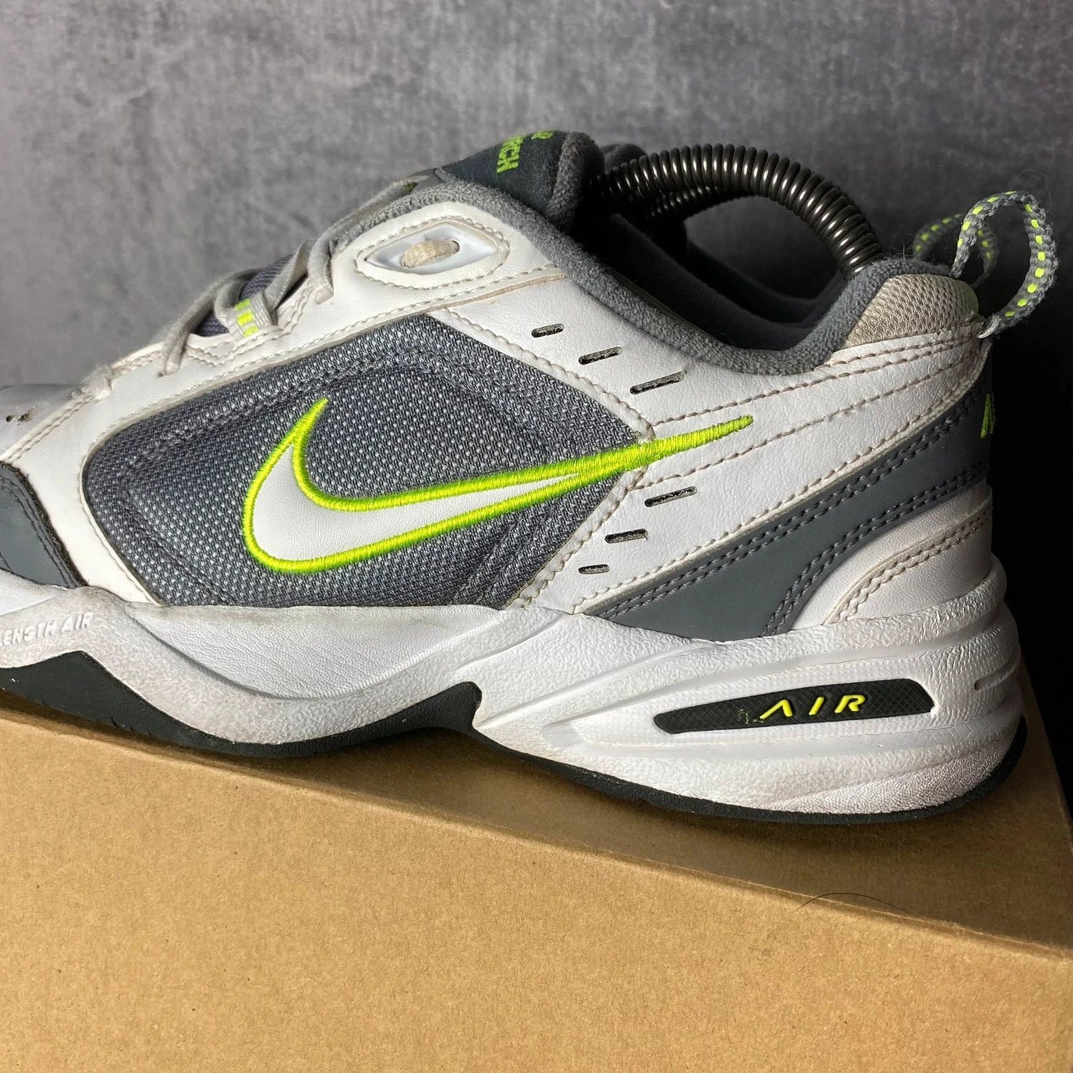 Nike Air Monarch daddy shoes sneakers Y2K white grey lime Size US 7.5 / EU 40-41 - 3 Thumbnail