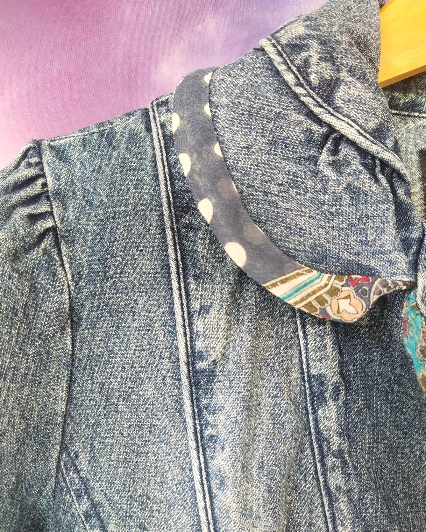 Japanese Brand Rosella Paris Tailored Denim Jacket with Patterned Lining Size M / US 6-8 / IT 42-44 - 4 Thumbnail