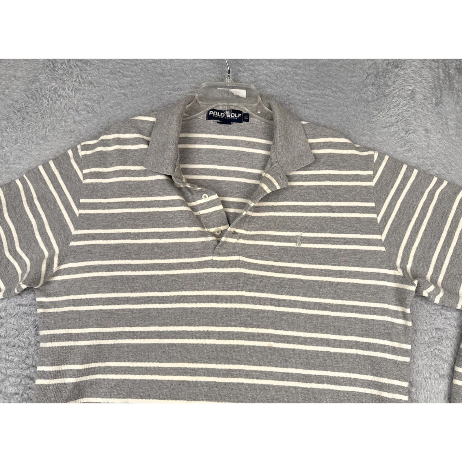 Polo Ralph Lauren Polo Ralph Lauren Polo Shirt Mens XL Gray Stripe Knit Long Sleeve Golf Rugby Size US XL / EU 56 / 4 - 4 Thumbnail