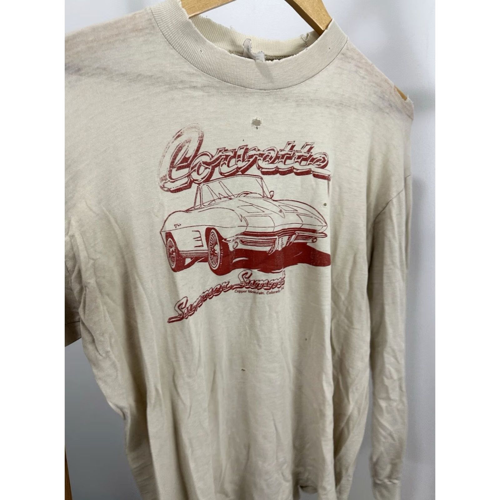 Vintage VINTAGE 80s Corvette Summer Summit LS T-Shirt L Cream Mens Size US L / EU 52-54 / 3 - 5 Thumbnail