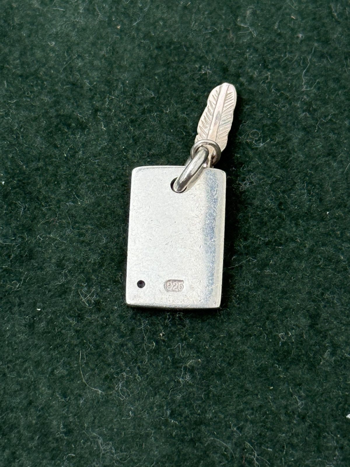 Sterling Silver "Keep On Loving" Silver Charm Pendant with Feather & Stone Size ONE SIZE - 2 Thumbnail