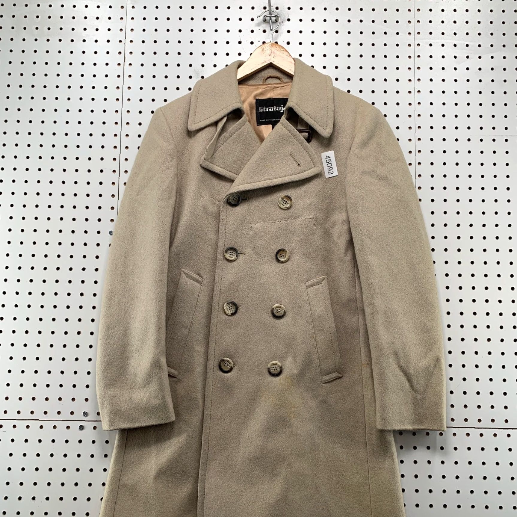 Doublet Vintage Stratojac Wool Double Breasted Coat Mens 36 Beige Military Pea Coat Size US XXS / EU 40 - 2 Thumbnail