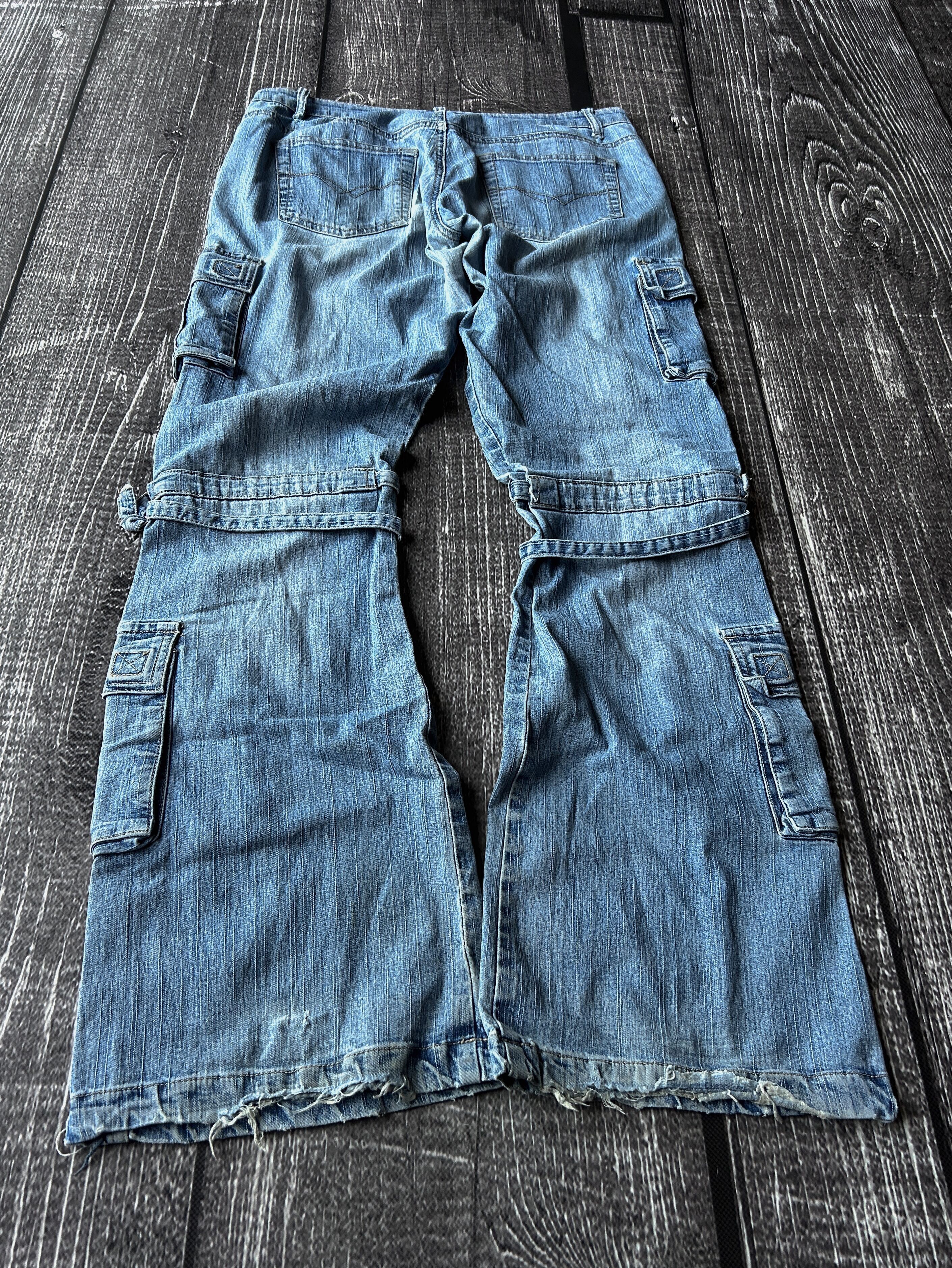Other CRAZY VTG FLARED RICK OWENS STYLE WASHED CARGO JEANS Y2K Size US 30 / EU 46 - 2 Thumbnail