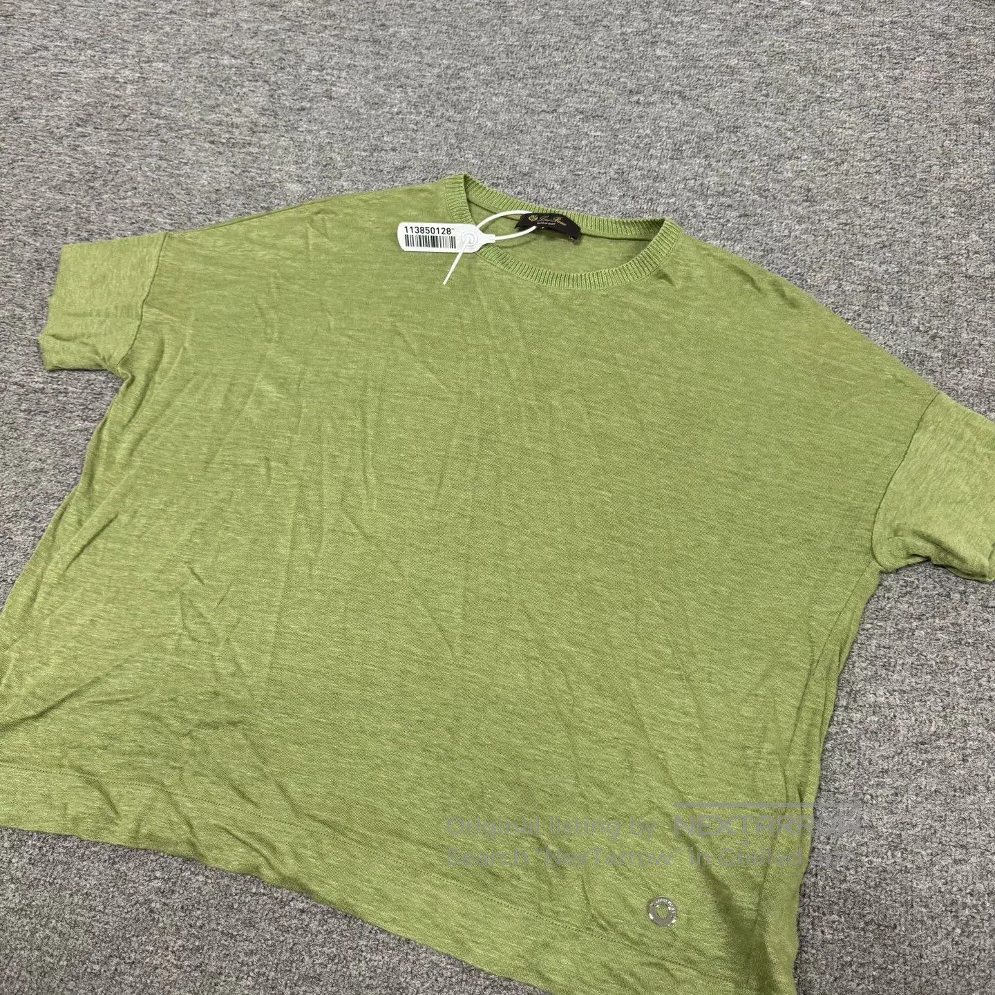 Loro Piana LORO PIANA Green, round-neck, thin knit short-sleeved avoc Size L / US 10 / IT 46 - 3 Thumbnail