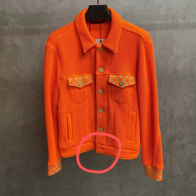 Louis Vuitton Orange checkerboard mesh logo jacket