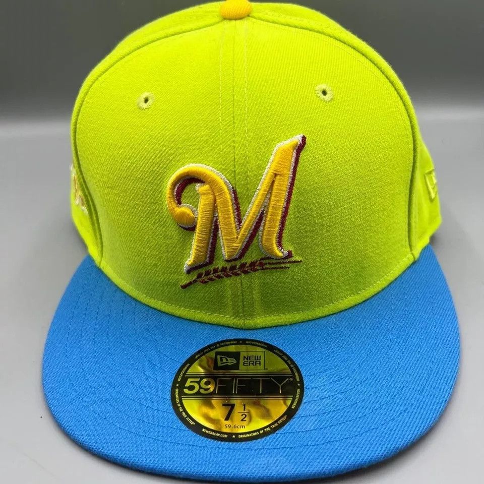 New Era Milwaukee Brewers Hat Men 7 1/2 59Fifty New Era Fitted Cap Size ONE SIZE - 2 Thumbnail