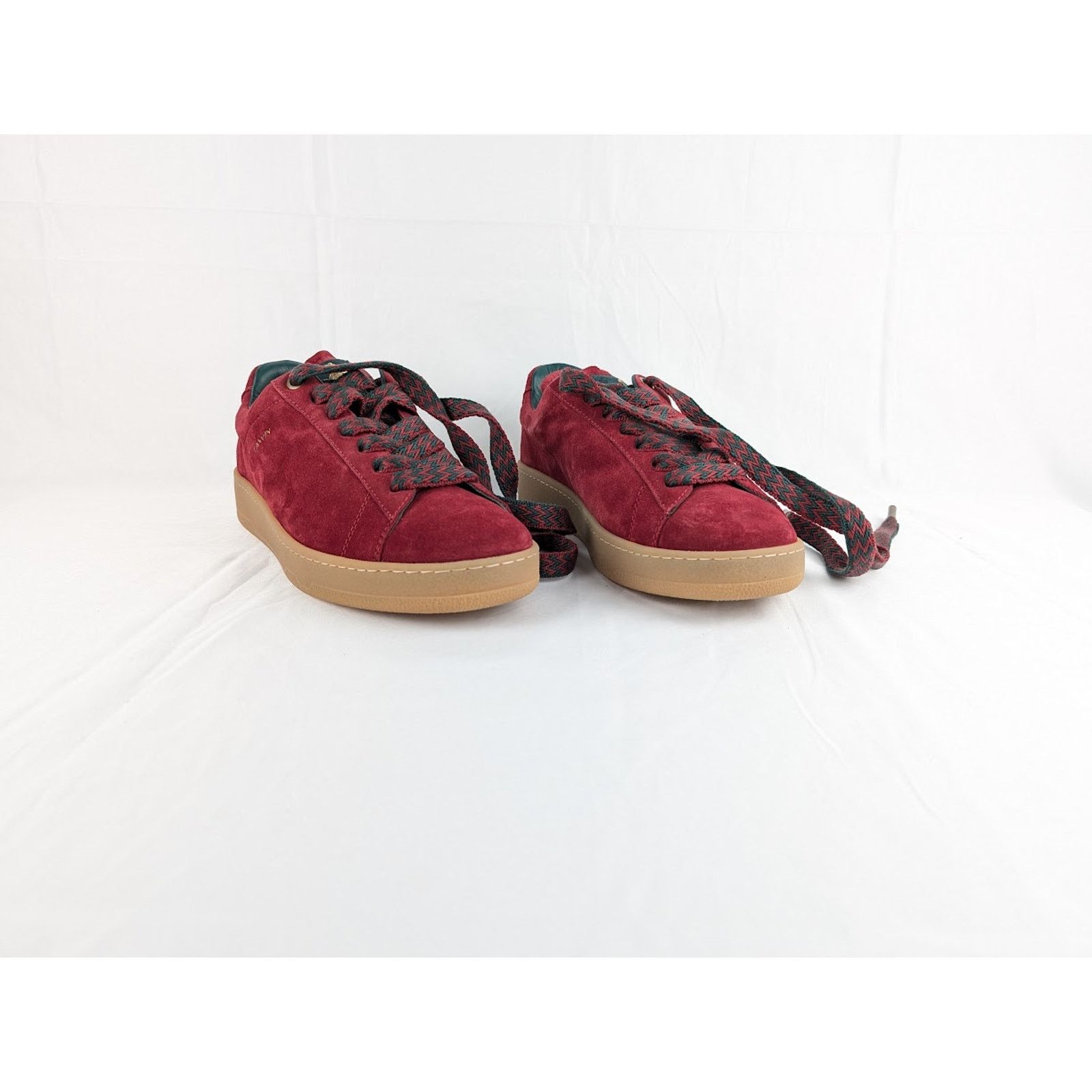 Lanvin o1rshd1 Lite Curb Low-Top Sneakers in Burgundy & Dark Green Size US 9 / EU 42 - 10 Thumbnail