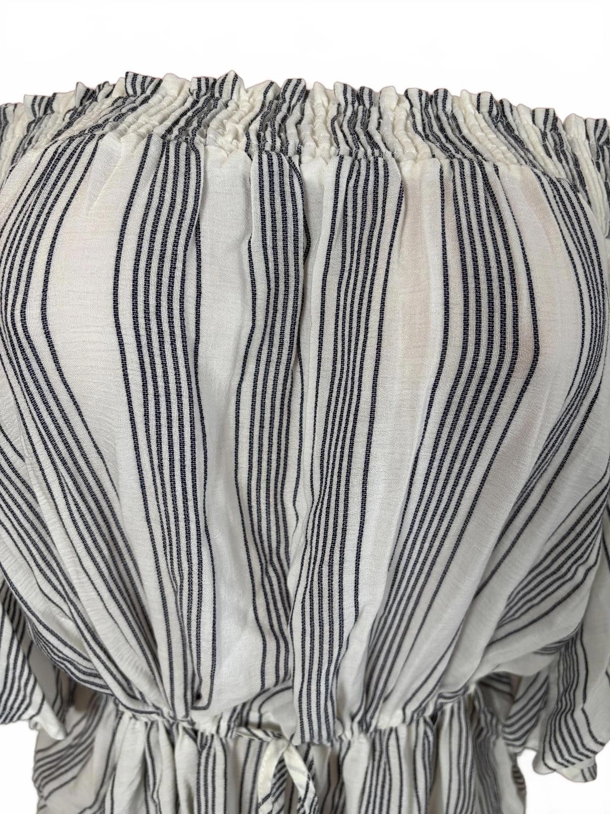 Abercrombie & Fitch Abercrombie & Fitch Off Shoulder Striped Peplum Blouse XS Size XS / US 0-2 / IT 36-38 - 3 Thumbnail