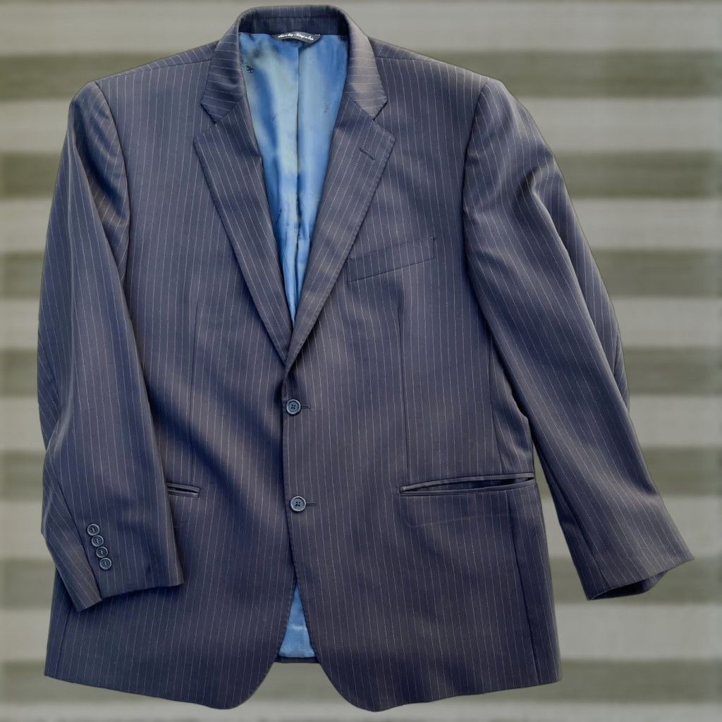 Ermenegildo Zegna Ermenegildo Zegna Wool Sport Coat Jacket Navy Striped 44R Italy Men’s Size 44 Regular Front Two-Button Four-Button Vented Classic Style Jacket Size US S / EU 44-46 / 1 - 1 Thumbnail