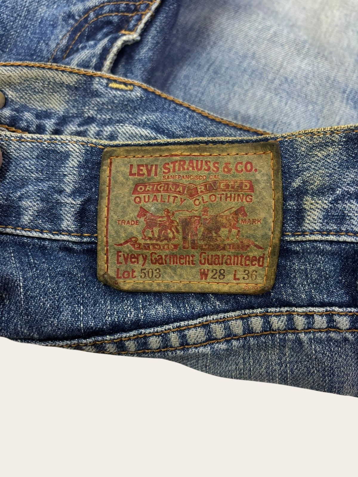 Levi's 90s Japan Levis Lot 503 Selvedge Yellow Faded Jeans Size US 28 / EU 44 - 11 Thumbnail