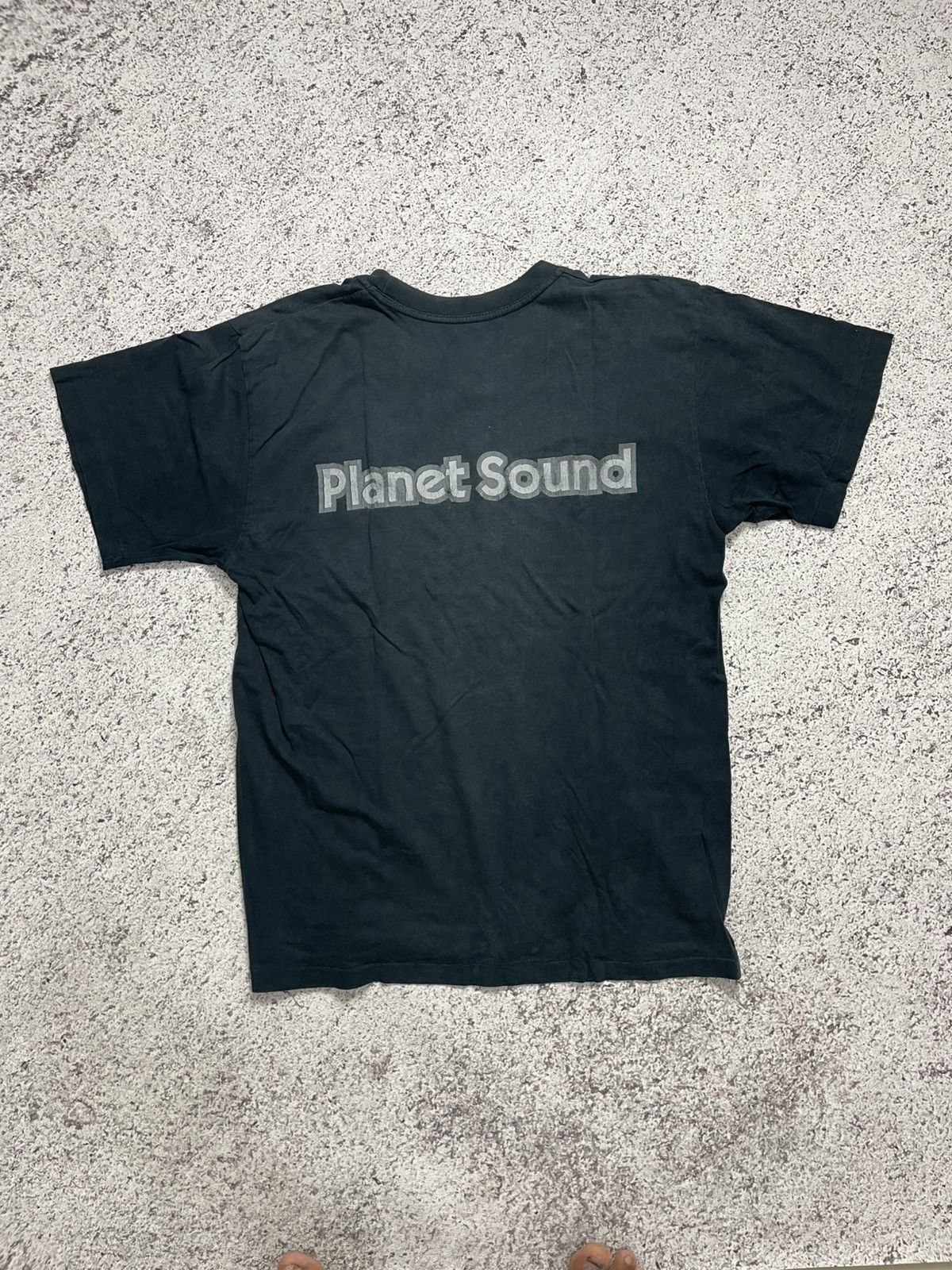 VINTAGE PLANET SOUND FADED BLACK THRASHED TSHIRT