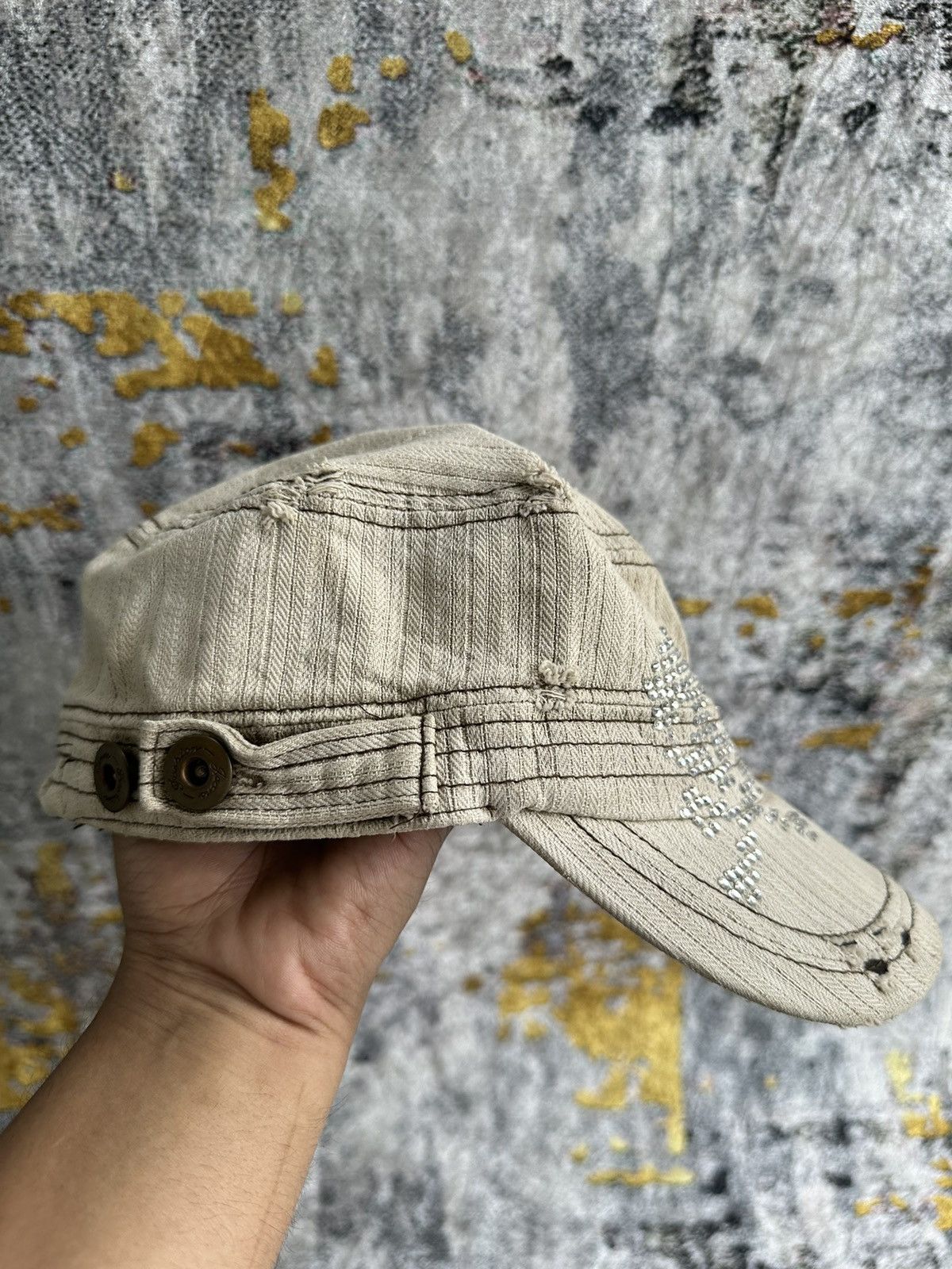 Isamu Katayama Backlash JAPANESE CRAZY FADED STUDDED SKULL DISTRESSED CAP Size ONE SIZE - 4 Thumbnail