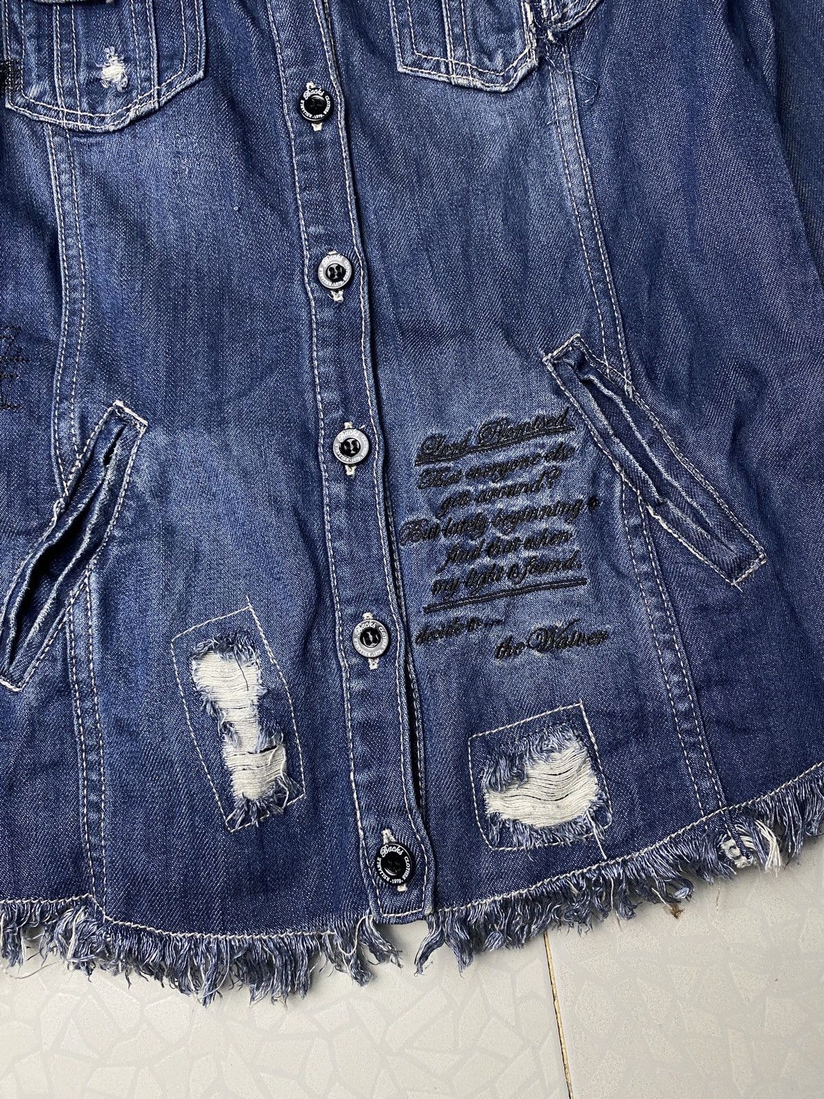 If Six Was Nine 2000's Backs Sevelians Bono Poem Denim Jacket Size US S / EU 44-46 / 1 - 11 Thumbnail