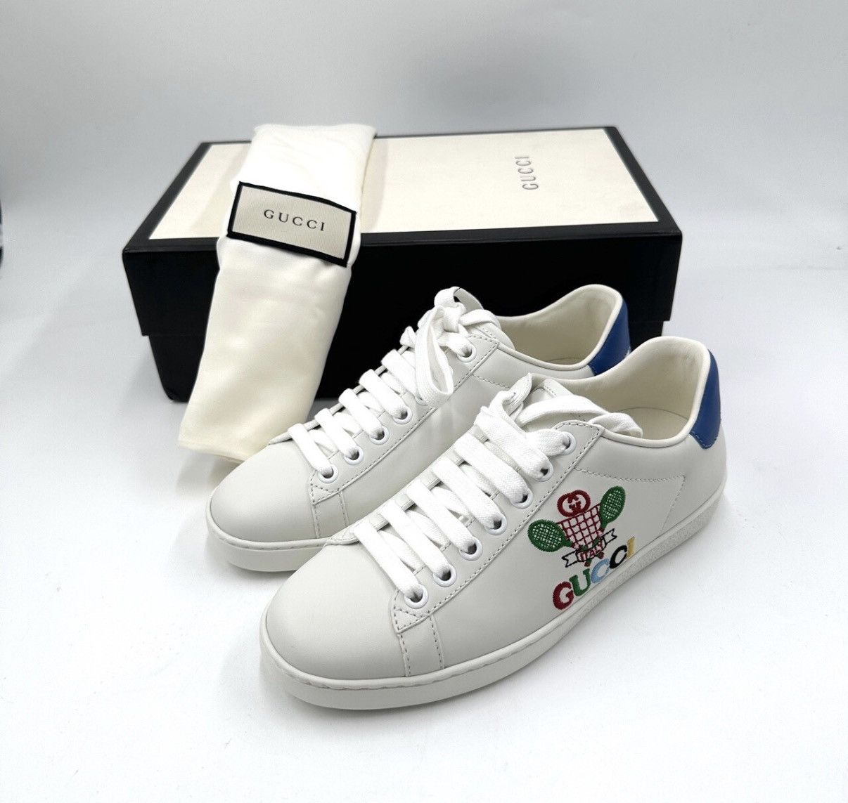 Gucci Gucci Series Embroidered Racket Blue Heel Tab Sneakers K12 Size US 6 / IT 36 - 1 Thumbnail