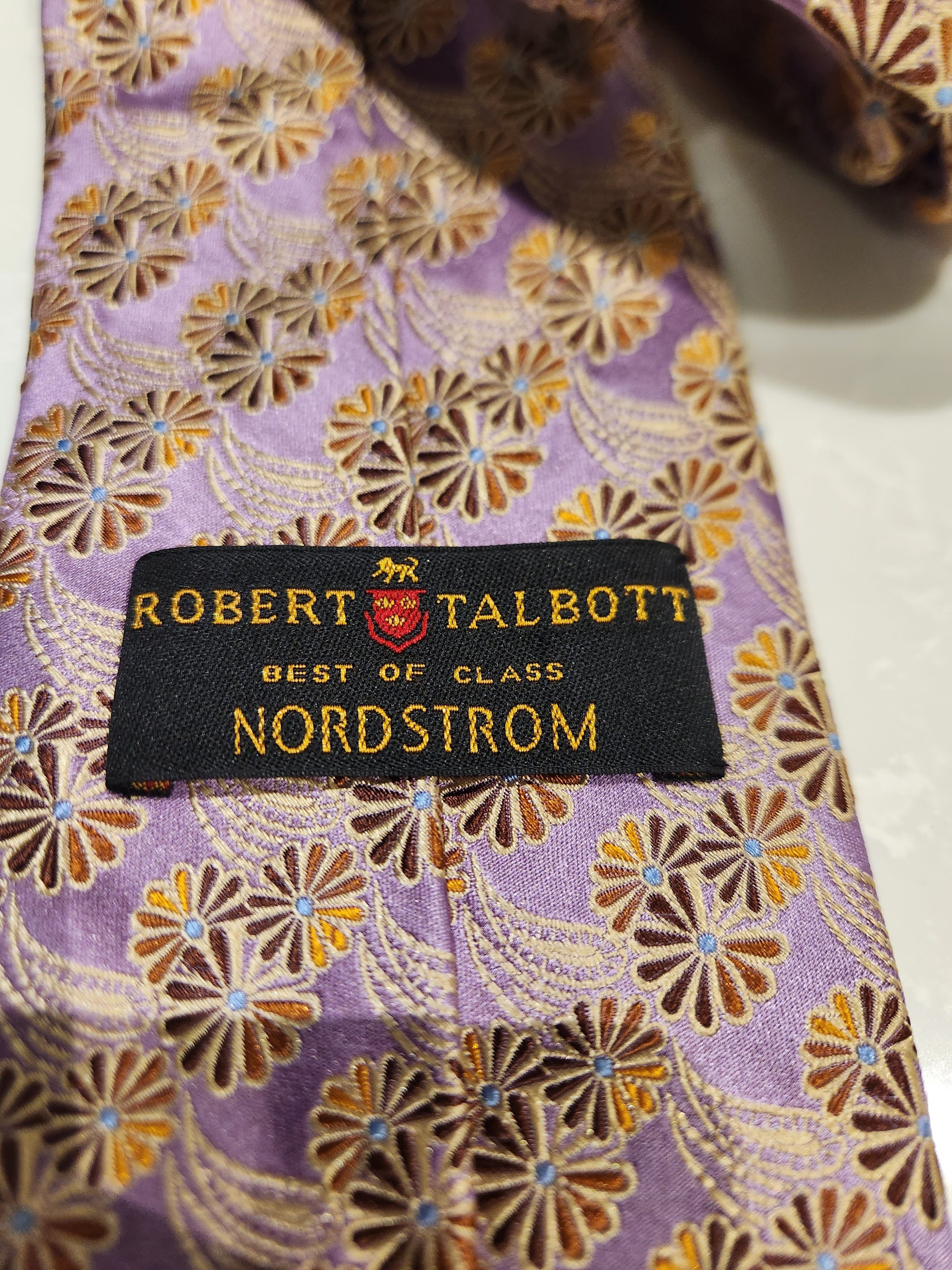 Robert Talbott BEST IN CLASS Purple Gold Floral Pattern Tie Size ONE SIZE - 7 Thumbnail