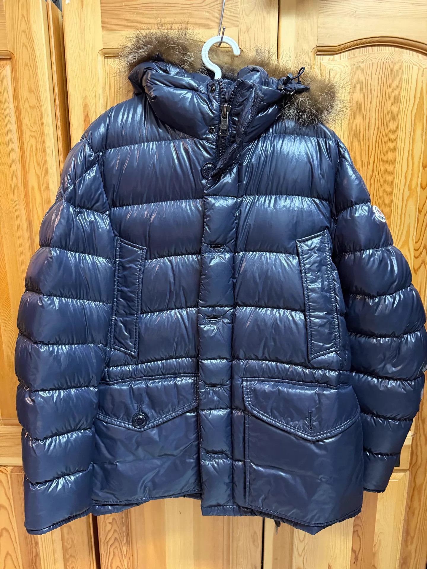Moncler Moncler Cluny Blue Fur Collar Down Jacket Size 5 Size US XXL / EU 58 / 5 - 1 Thumbnail