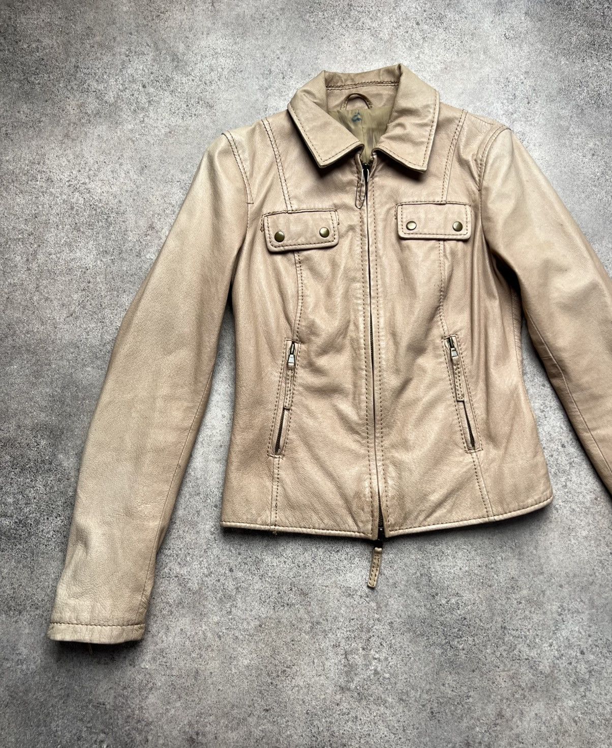 Other Vintage double zip faded leather jacket Size S / US 4 / IT 40 - 2 Thumbnail
