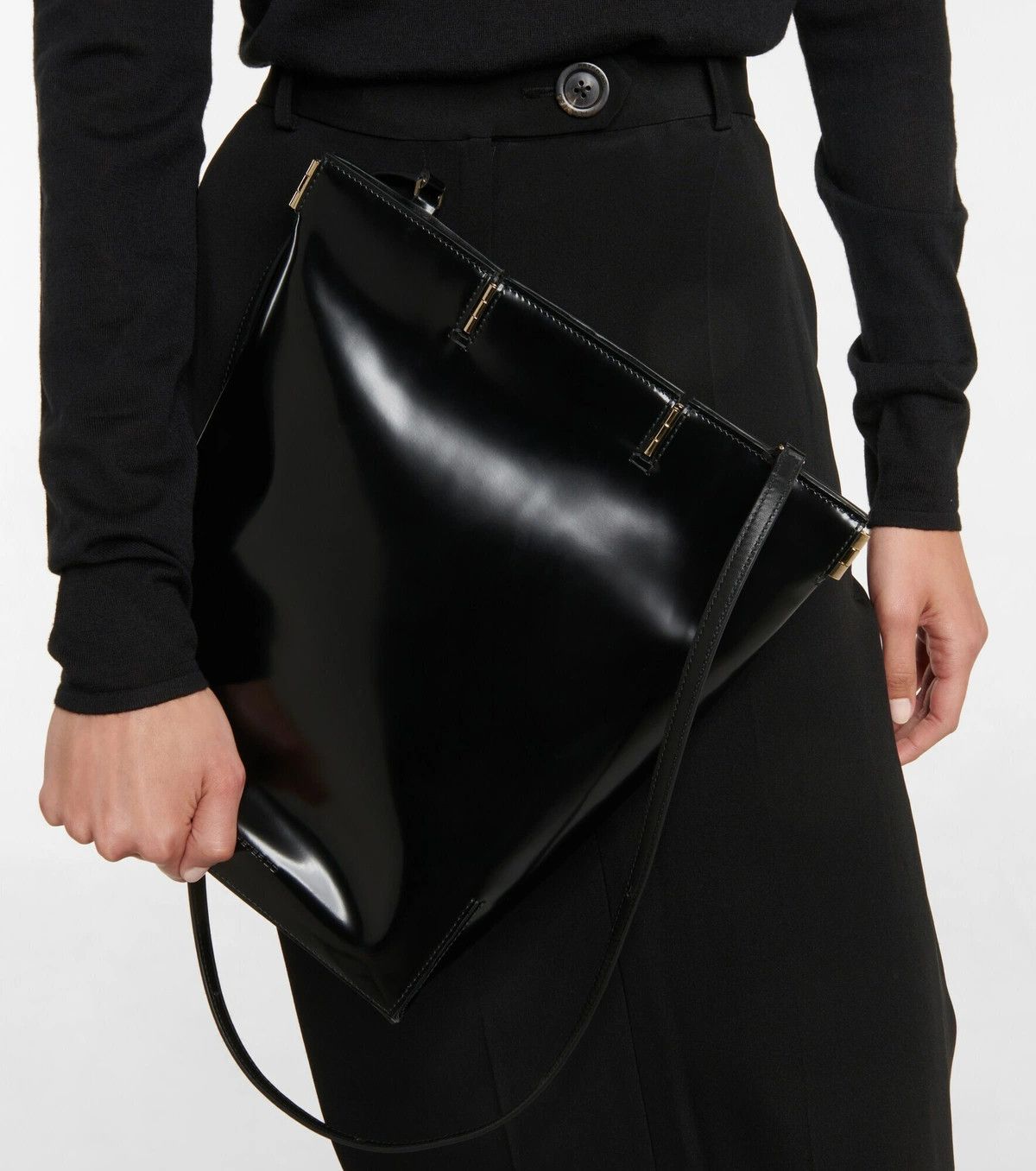 Peter Do o1tko10125 Size: OS / Hinged Leather Tote Bag in Black Size ONE SIZE - 2 Thumbnail