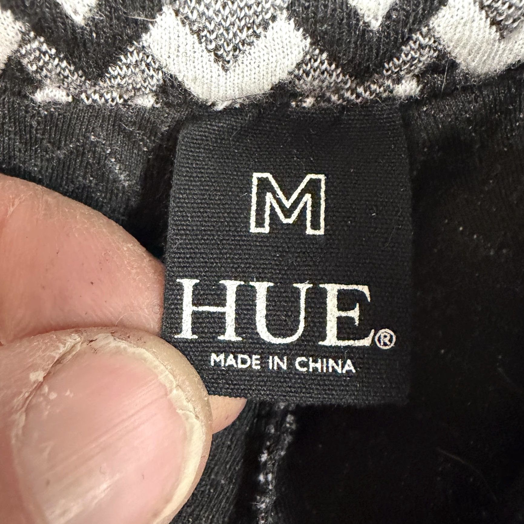Vintage HUE Leggings Ankle M Black White Chevron Knit Preppy Mod Normcore Women's Size 32" / US 10 / IT 46 - 7 Thumbnail