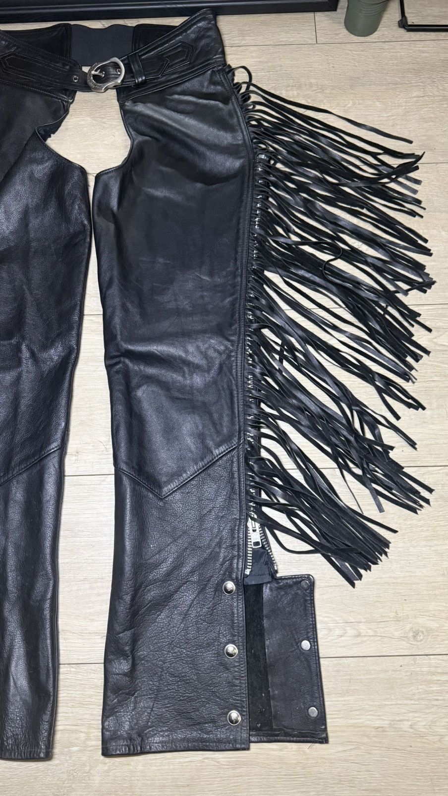 Harley Davidson Vintage 1990s Harley Davidson Black Leather Chaps Size 30" / US 8 / IT 44 - 4 Thumbnail