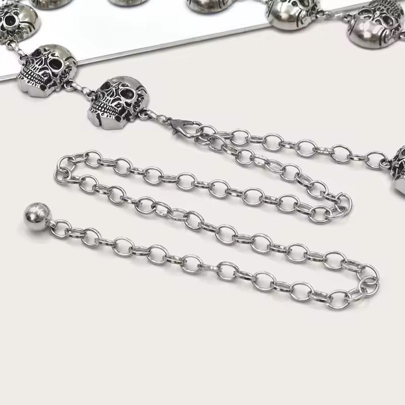 Jewelry Silver Chain Belt Skull Waist Designer Belts Size ONE SIZE - 4 Thumbnail