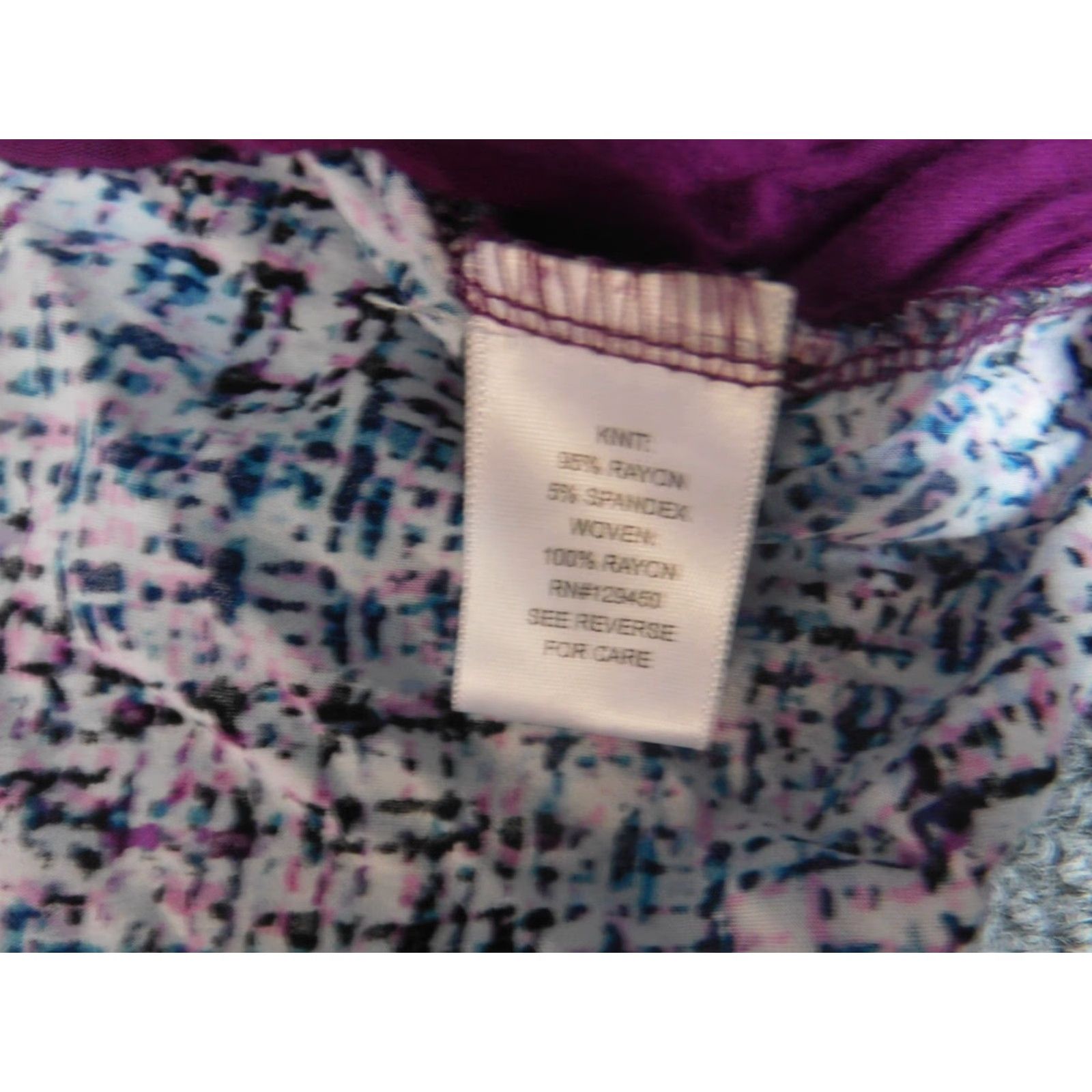 Croft & Barrow Croft & Barrow Womens Blouse XL Purple Stretch Crew Neck Short Sleeve Pullover Rayon Floral Casual Regular Basic Classic Womens Size XL / US 12-14 / IT 48-50 - 6 Thumbnail