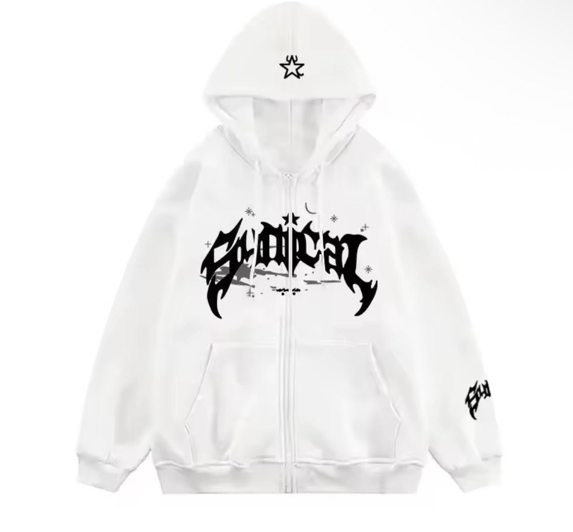 Other Retro Y2K Star Graffiti Hip Hop Zip Hoodies Punk Jacket Size US XL / EU 56 / 4 - 3 Thumbnail