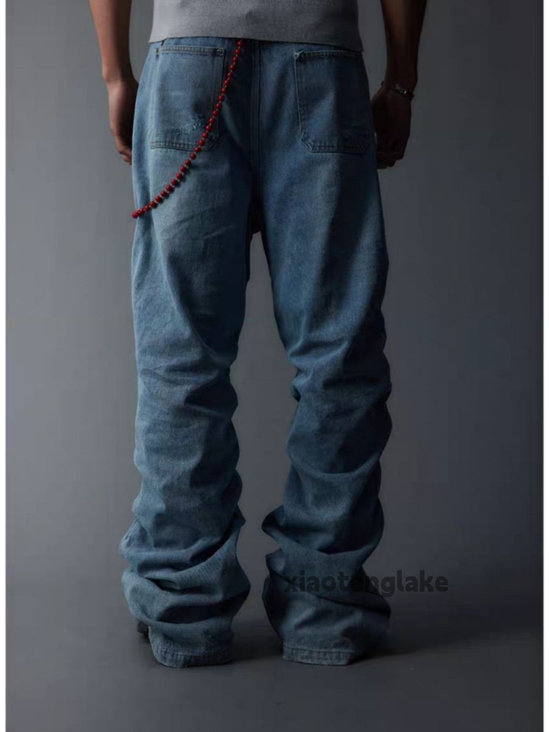 Jean × Vintage Washed faded loose baggy pleated hiphop flared jeans Size US 36 / EU 52 - 3 Thumbnail