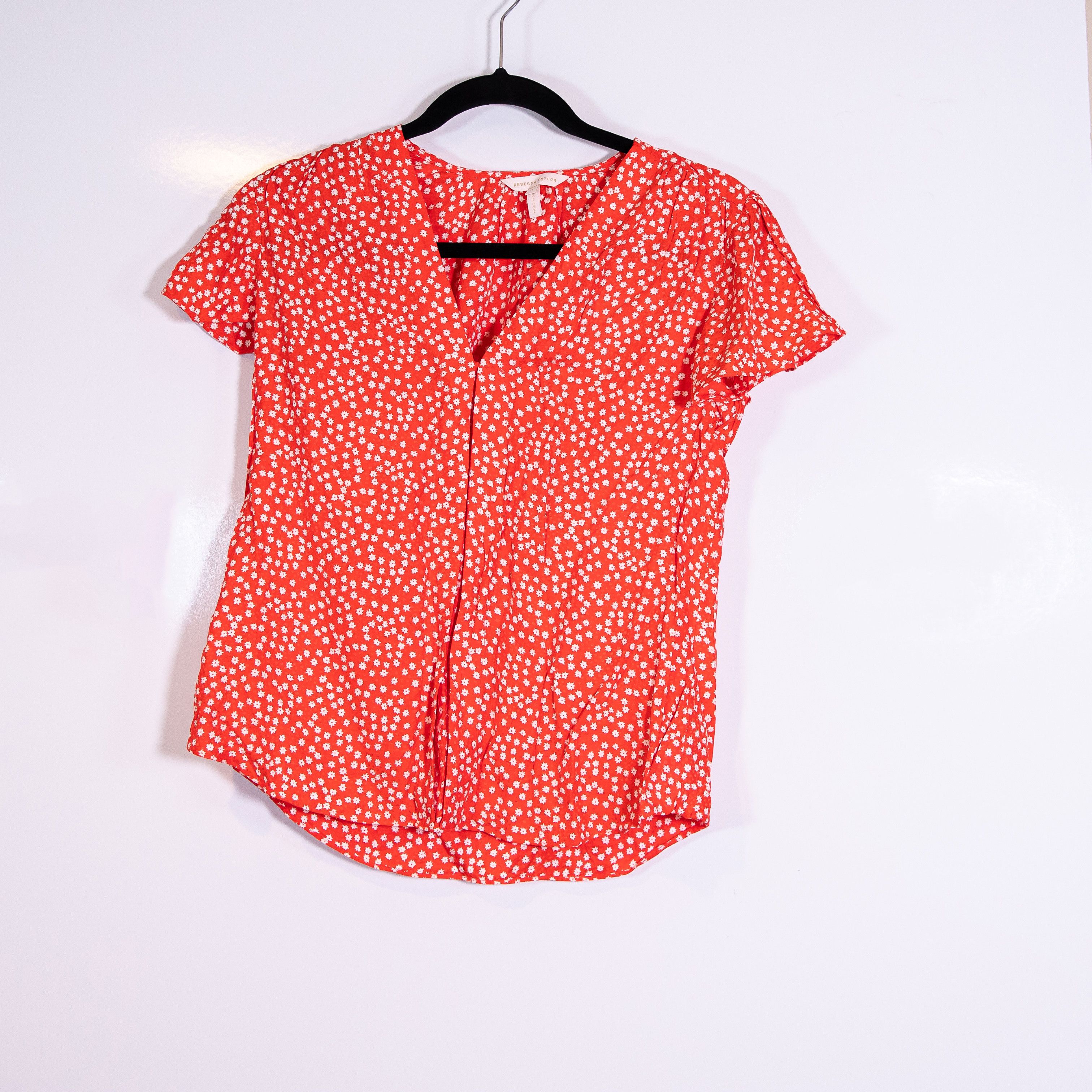 Rebecca Taylor Rebecca Taylor Malia Red Silk Floral Size S / US 4 / IT 40 - 1 Thumbnail