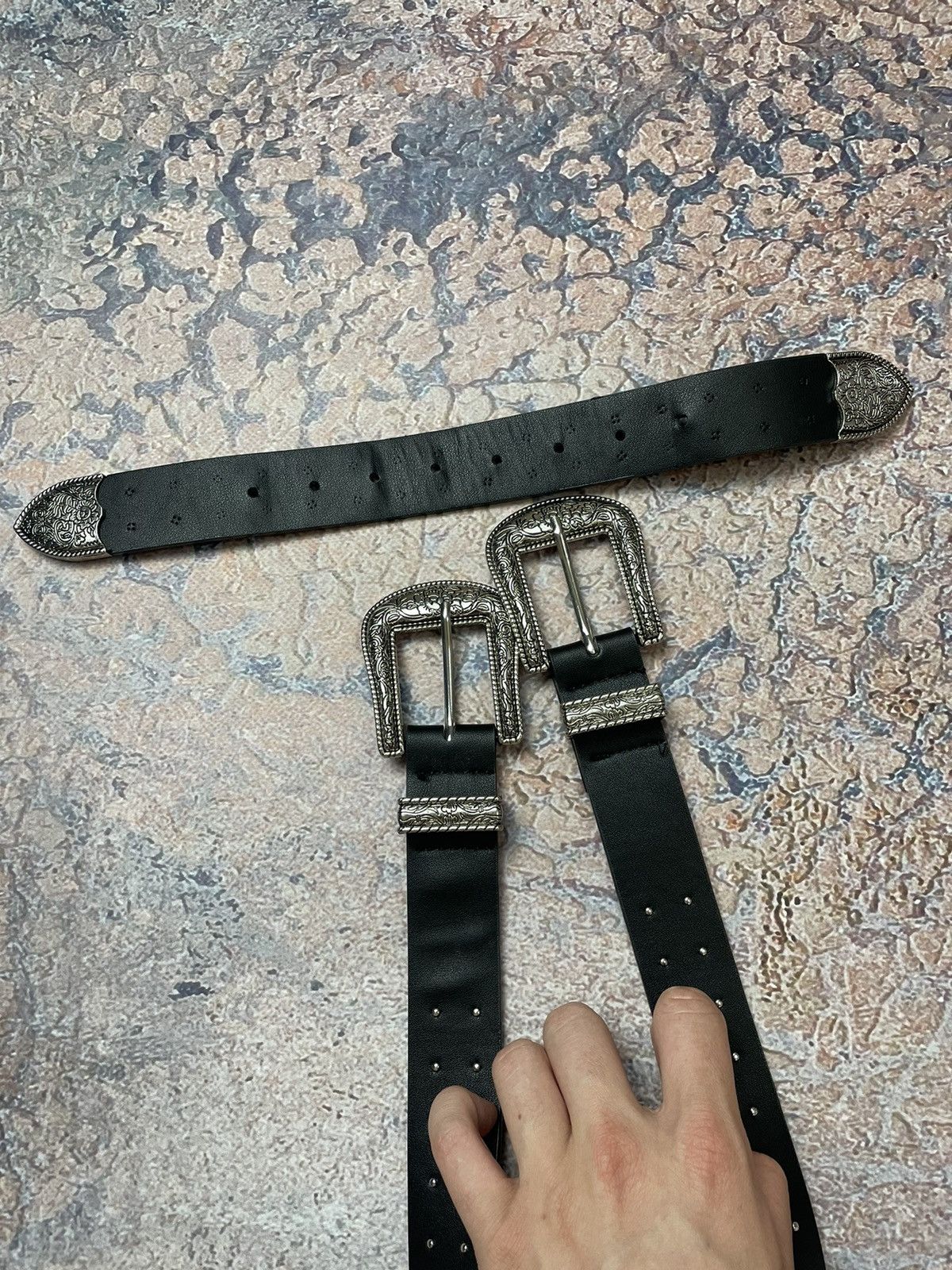 Designer Vintage black American western cowboy boho star-studded belt Size ONE SIZE - 4 Thumbnail